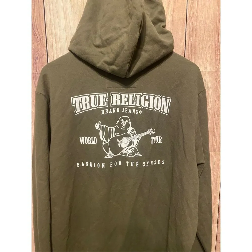 True Religion 3XL green zip up hoodie sweatshirt